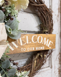 Welcome to Our Home White Hydrangea Wreath