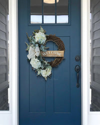 Welcome to Our Home White Hydrangea Wreath