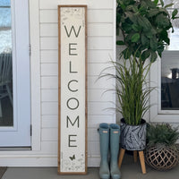 Reversible Wood Porch Sign Green Welcome/Hello Sunshine with Sun