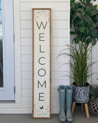 Reversible Wood Porch Sign Green Welcome/Hello Sunshine with Sun
