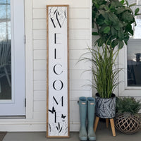Reversible Wood Porch Sign Welcome/Hello Summer Pink Flowers
