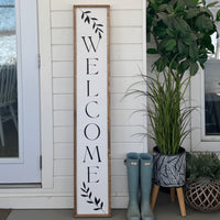 Reversible Wood Porch Sign Welcome/Hello Summer Black
