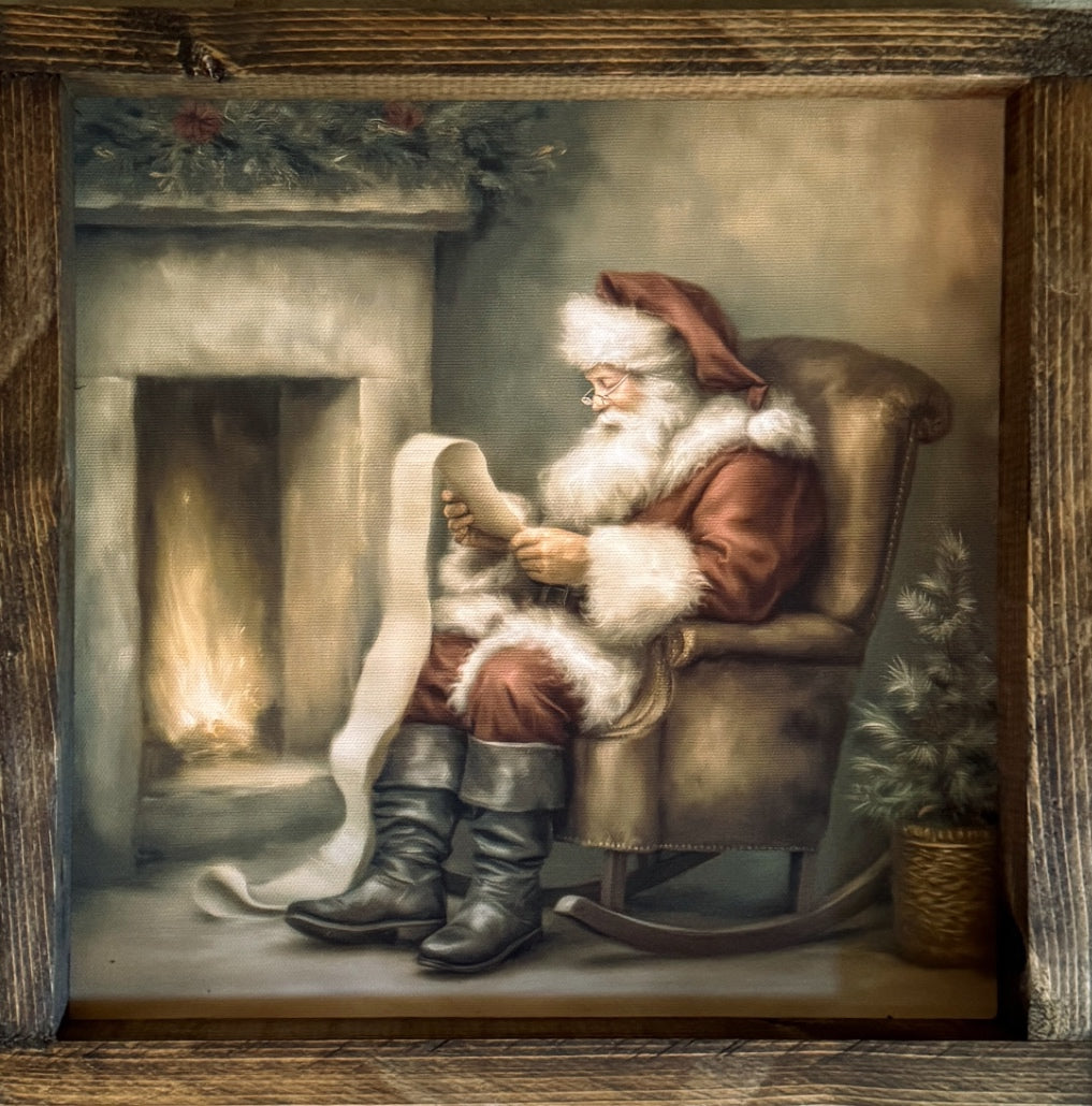 By the Fireside With Santa Canvas Print Exclusive