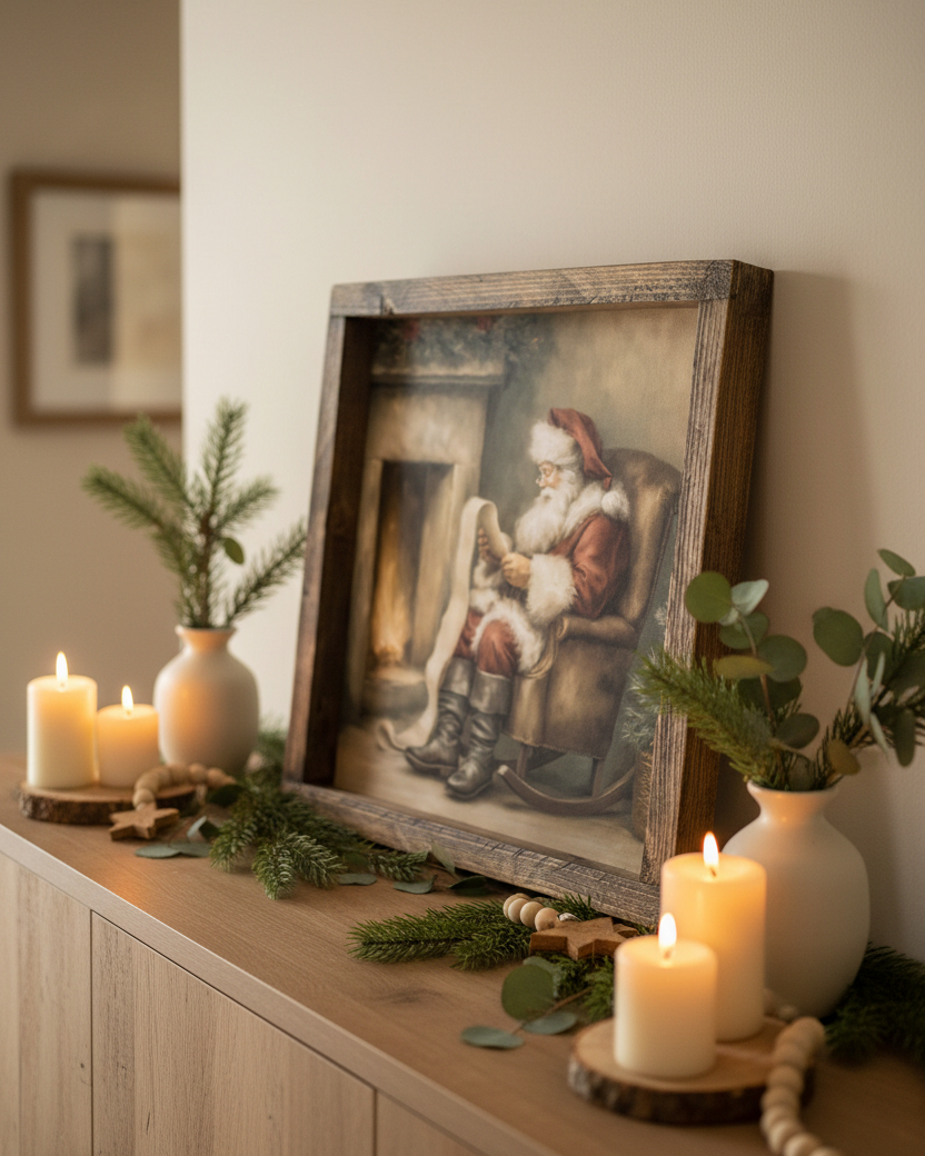 By the Fireside With Santa Canvas Print Exclusive