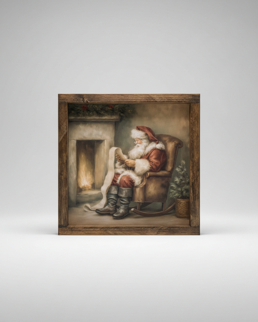 By the Fireside With Santa Canvas Print Exclusive
