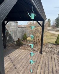 Blue Metal Watering Can Rain Chain 55"L