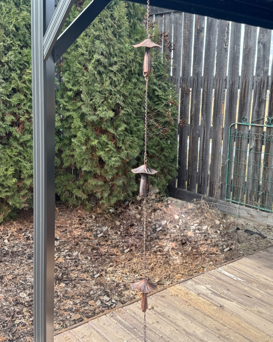 Metal Mushroom Rain Chain 102"L