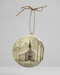 Joy to the World Rustic Disc Ornament