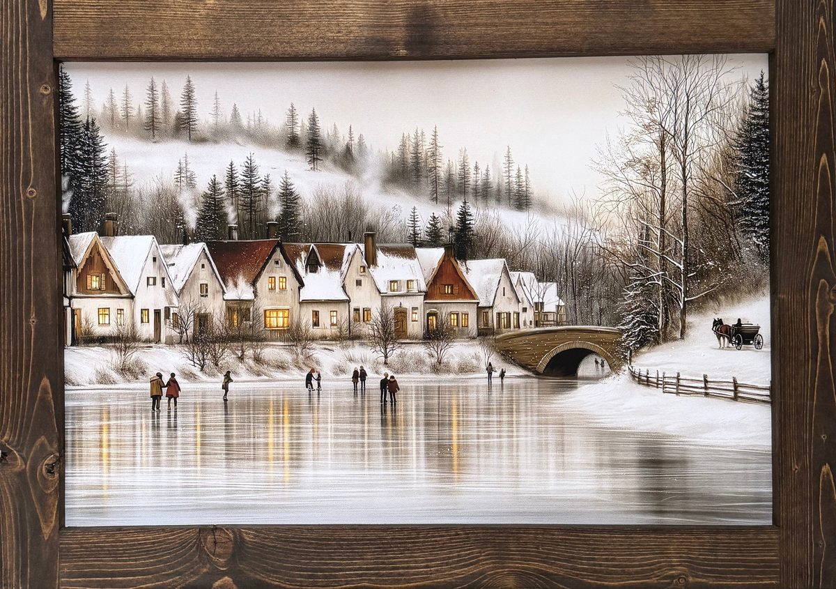 The Village Skating Pond Canvas Print