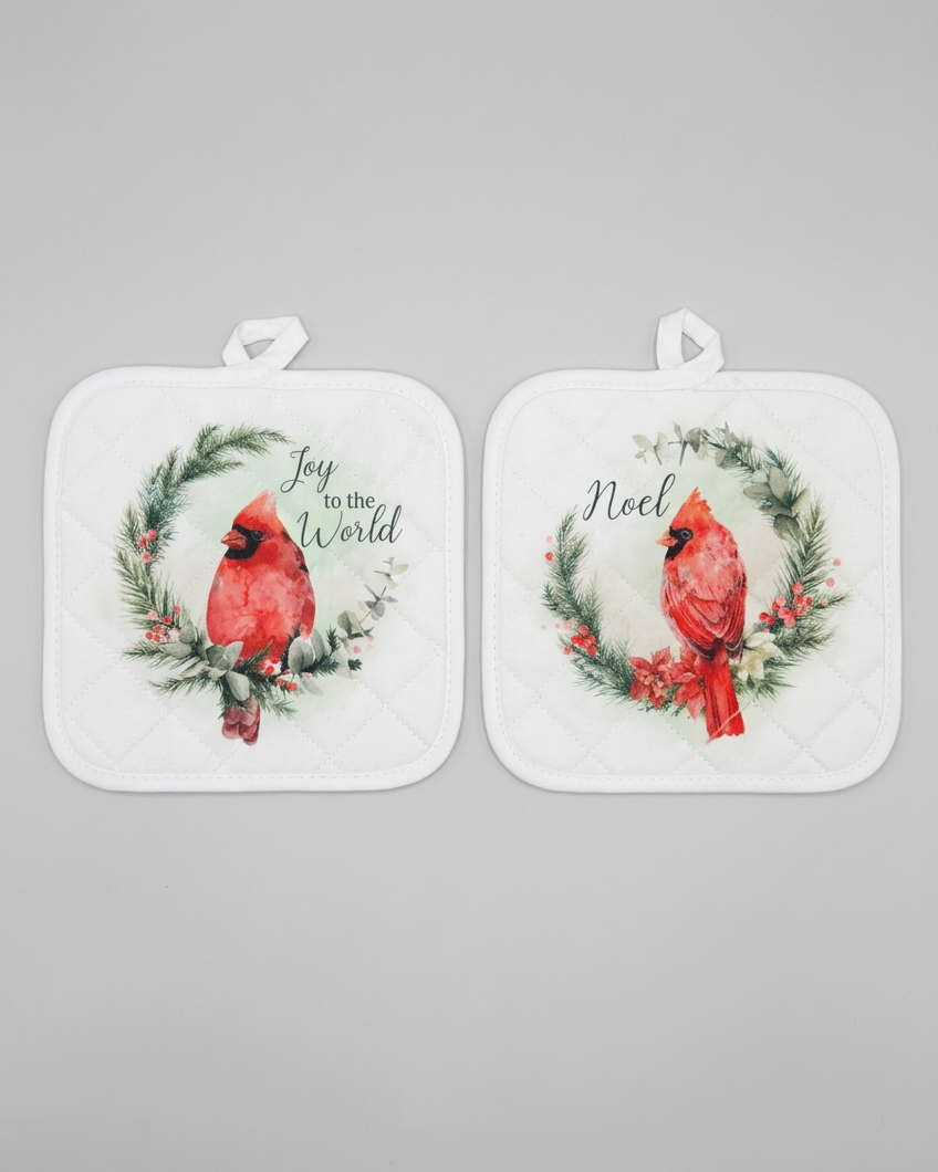 Classic Christmas Pot Holders Set of 2 Cardinals