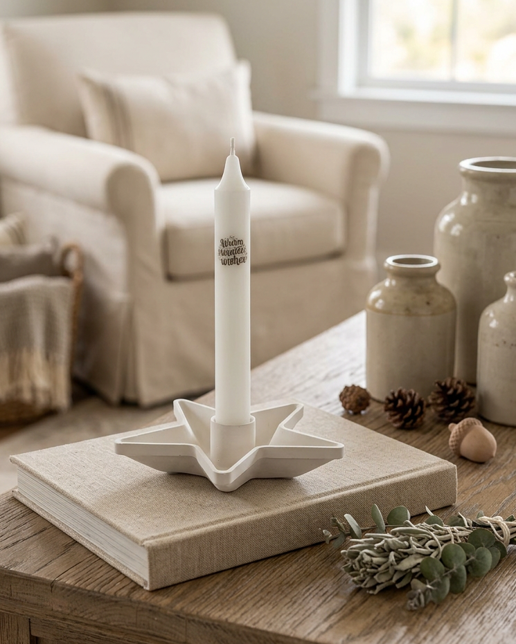 Star Candle Holder With Candle