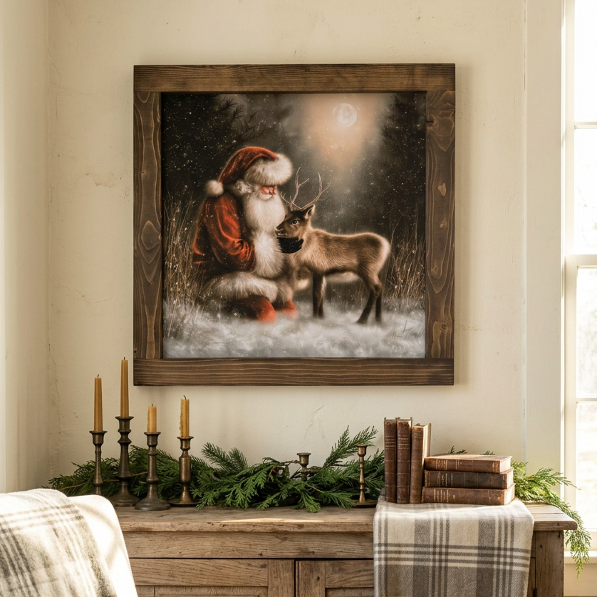 Santa's Woodland Friend Canvas Print Exclusive