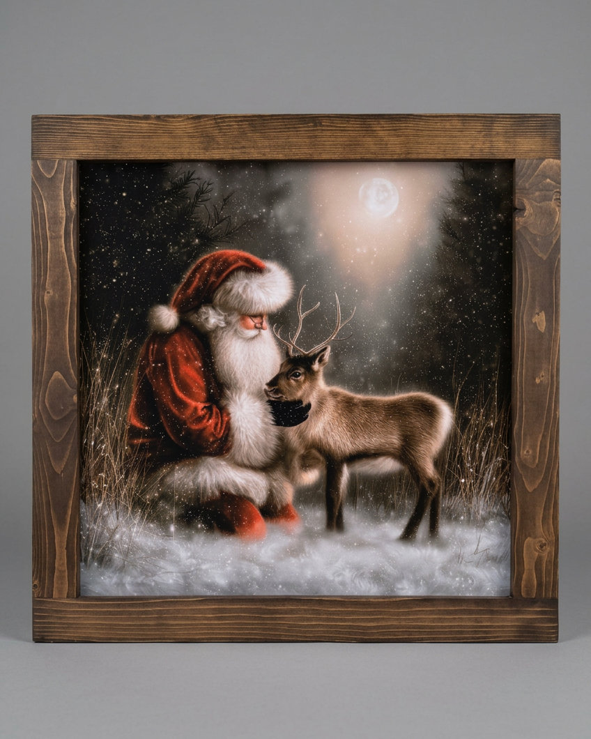 Santa's Woodland Friend Canvas Print Exclusive