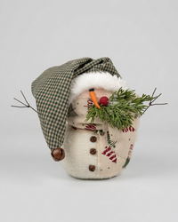 Plaid Toque Snowman With Tree Scarf 8"H