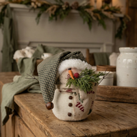 Plaid Toque Snowman With Tree Scarf 8"H