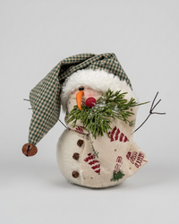 Plaid Toque Snowman With Tree Scarf 8"H
