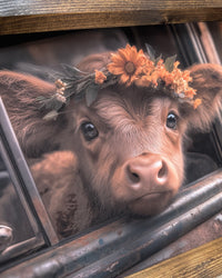 Brown Calf in Truck Canvas Print