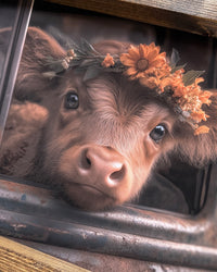 Brown Calf in Truck Canvas Print