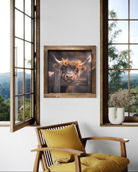Brown Cow with Fall Floral Crown Canvas Print