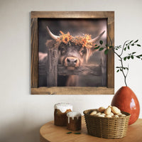 Brown Cow with Fall Floral Crown Canvas Print