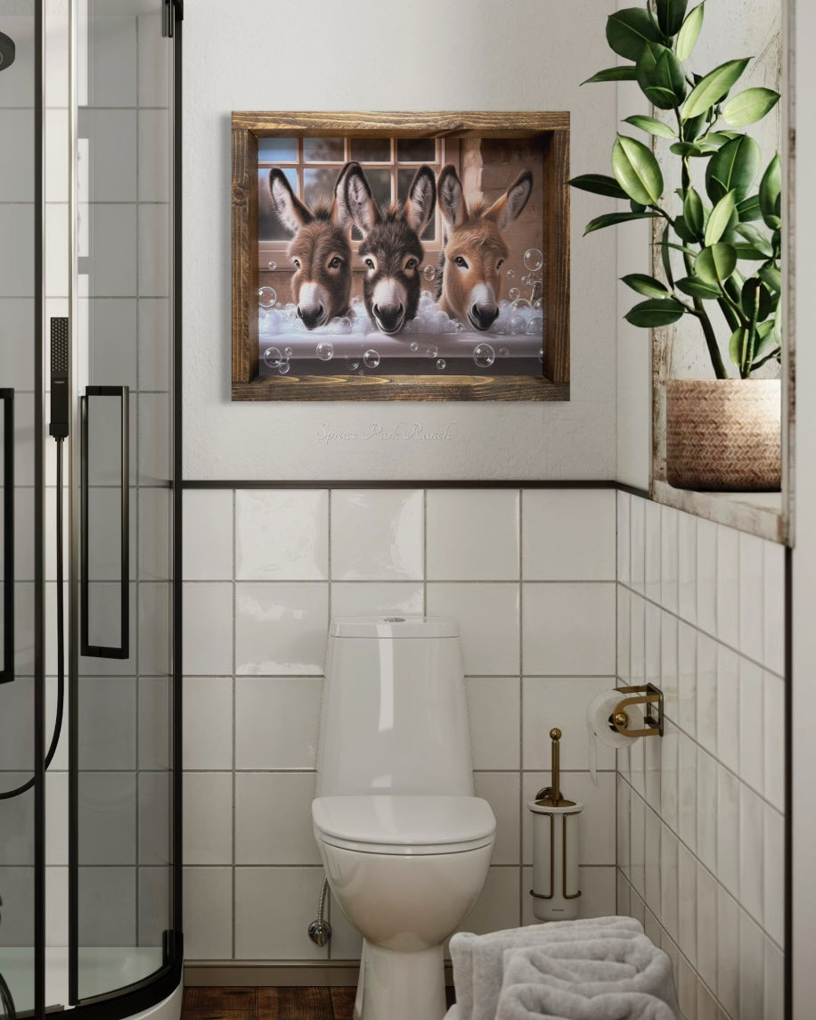 Donkey Trio in Bubble Bath Canvas Print