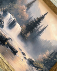Twin Waterfall in Forest Canvas Print