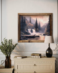 Twin Waterfall in Forest Canvas Print