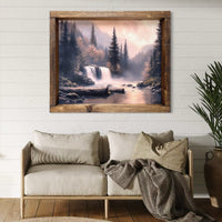 Twin Waterfall in Forest Canvas Print