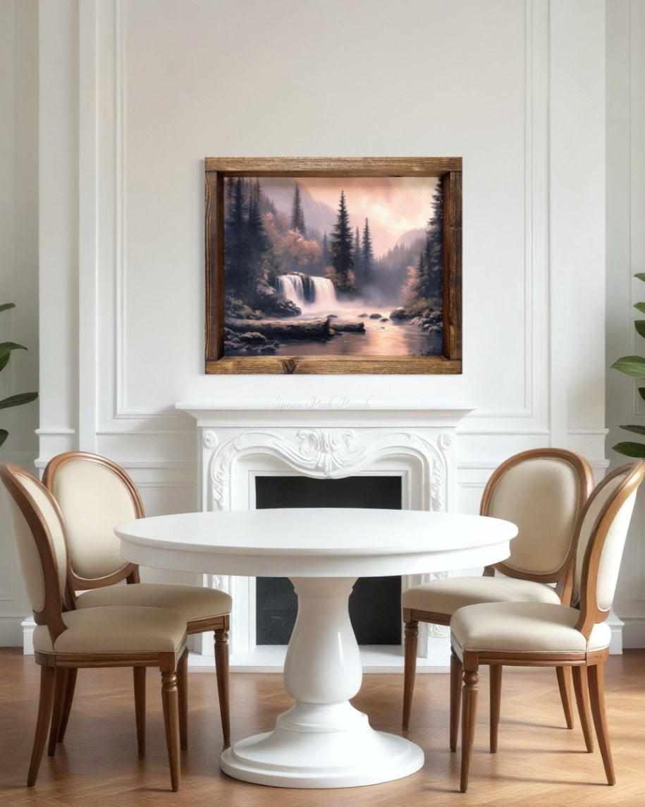 Twin Waterfall in Forest Canvas Print