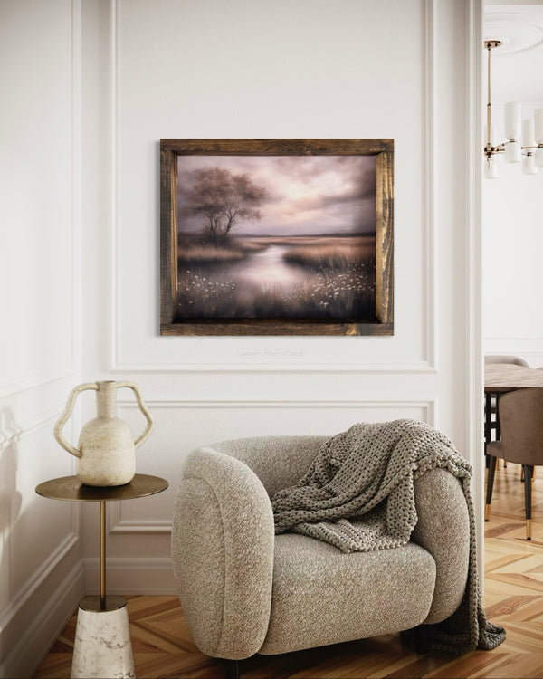 Dusky Wetland Pink Sunset Canvas Print