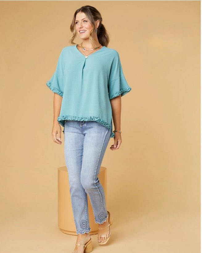 Aspen Flowy Ruffle Edge Top