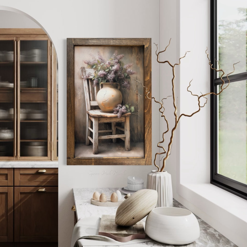 Worn Wood and Wild Lilac Canvas Print