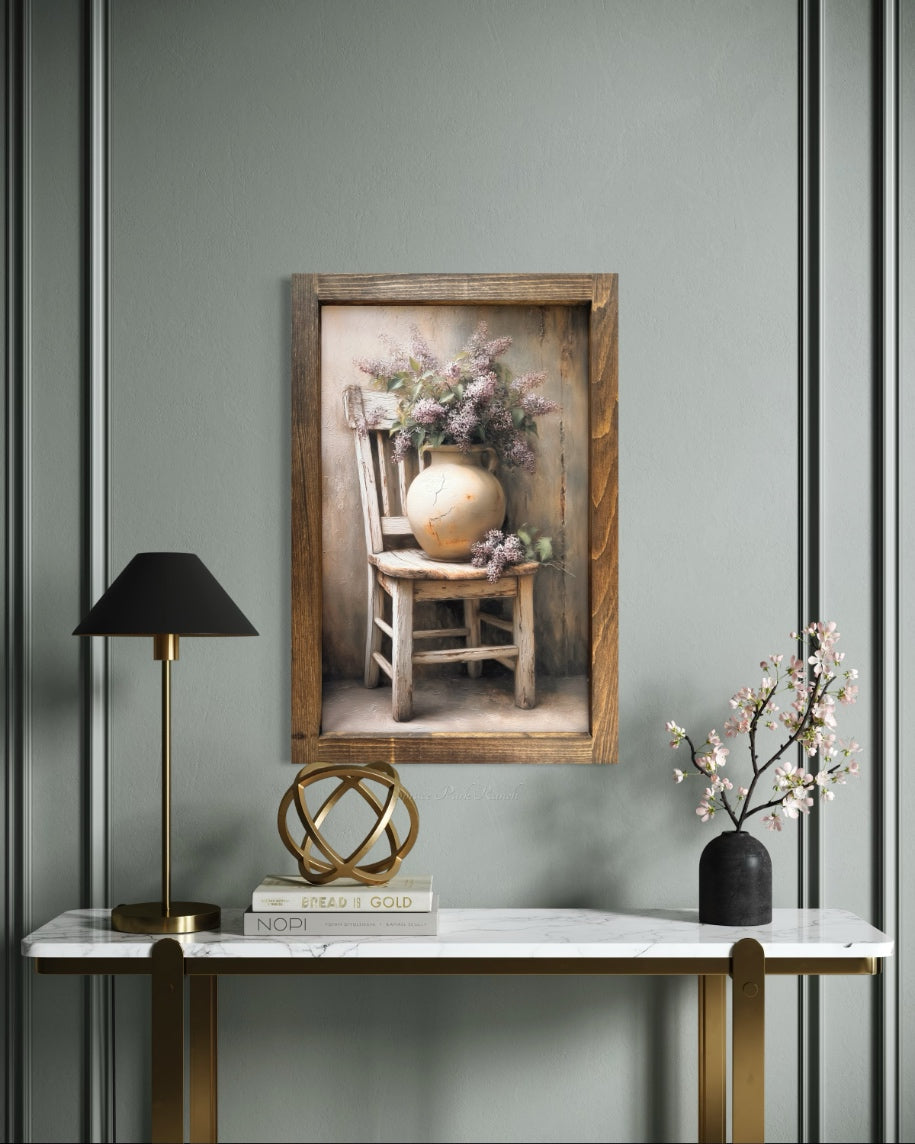 Worn Wood and Wild Lilac Canvas Print