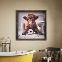 Highland Calf With Toilet Paper Canvas Print