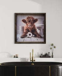 Highland Calf With Toilet Paper Canvas Print