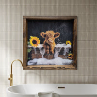 Tan Calf Suds and Sunflowers Canvas Print