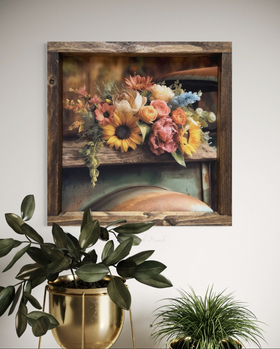 Truck Bed Blooms Canvas Print