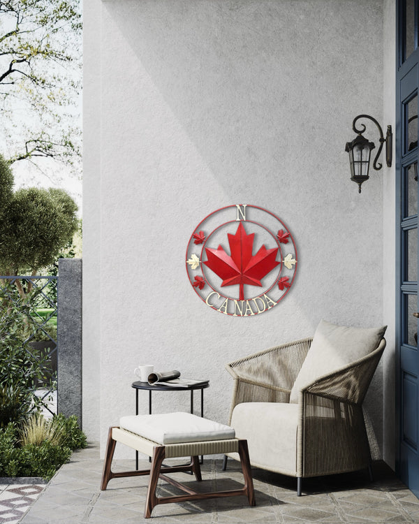 Maple Leaf Metal Compass Canada