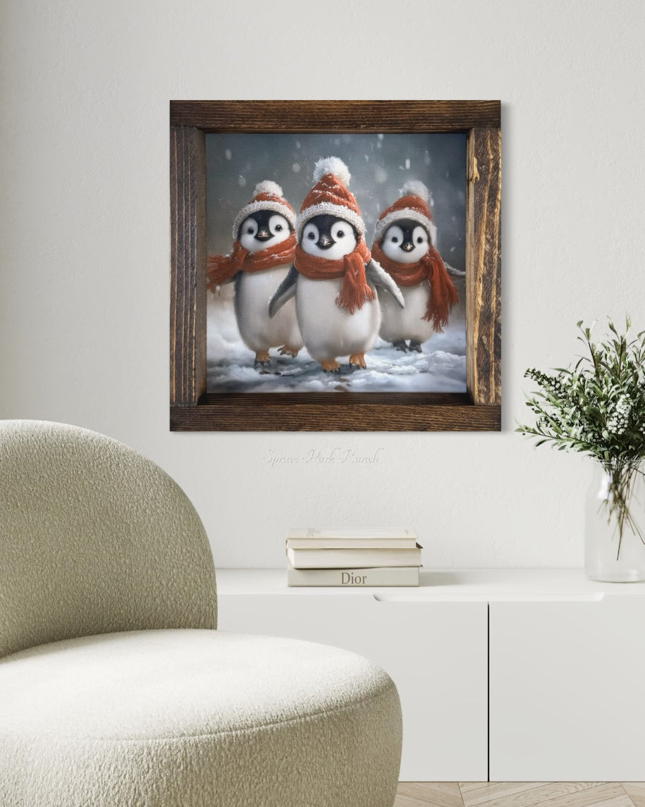 Snowy Waddle Canvas Print