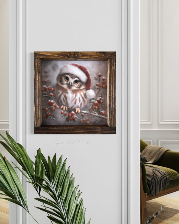 Holly Owl Canvas Print