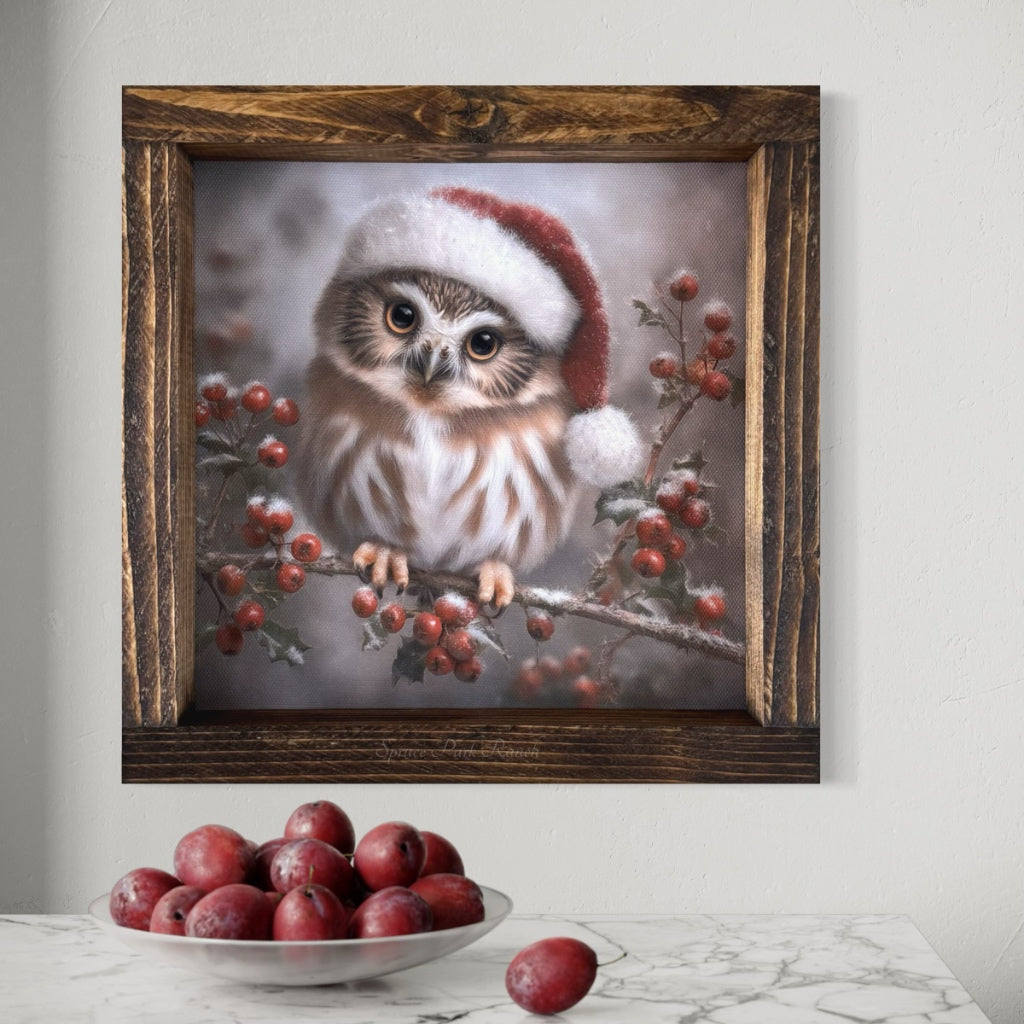 Holly Owl Canvas Print