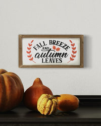 Engraved Autumn Leaves Wood Harvest Sign