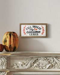 Engraved Autumn Leaves Wood Harvest Sign