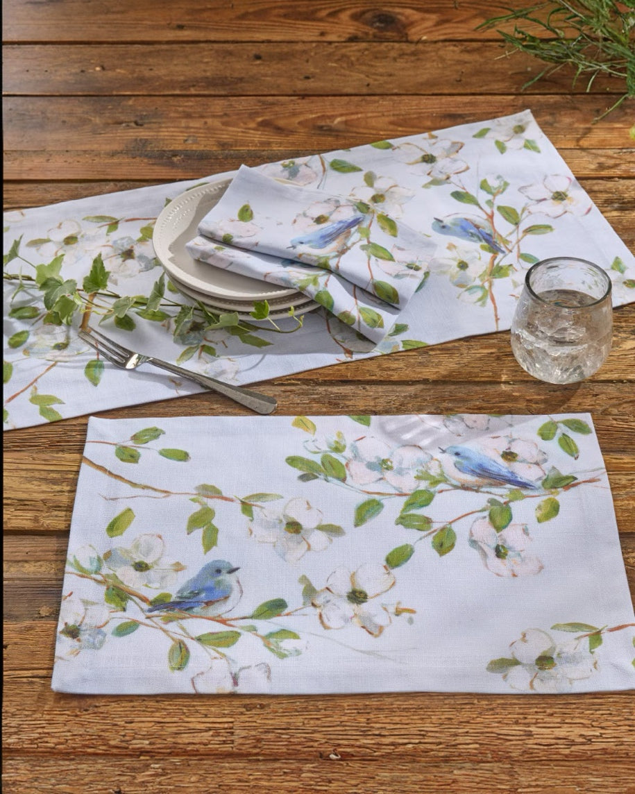 Dogwoods and Blue Birds Textile Collection