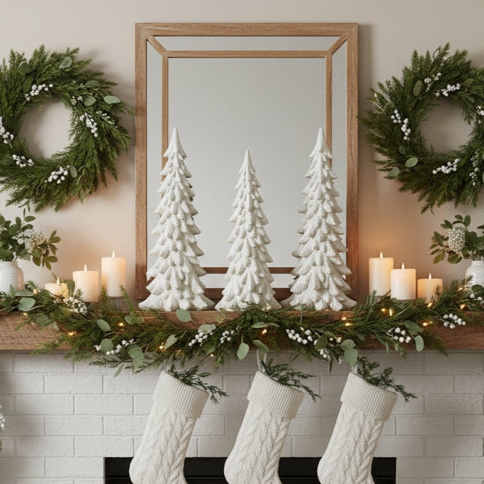 White Resin Snowy Christmas Tree