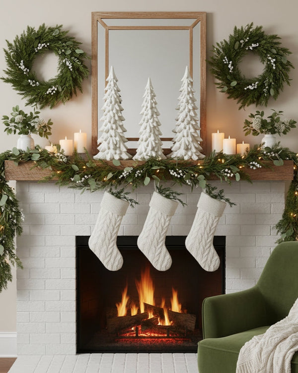 White Resin Snowy Christmas Tree