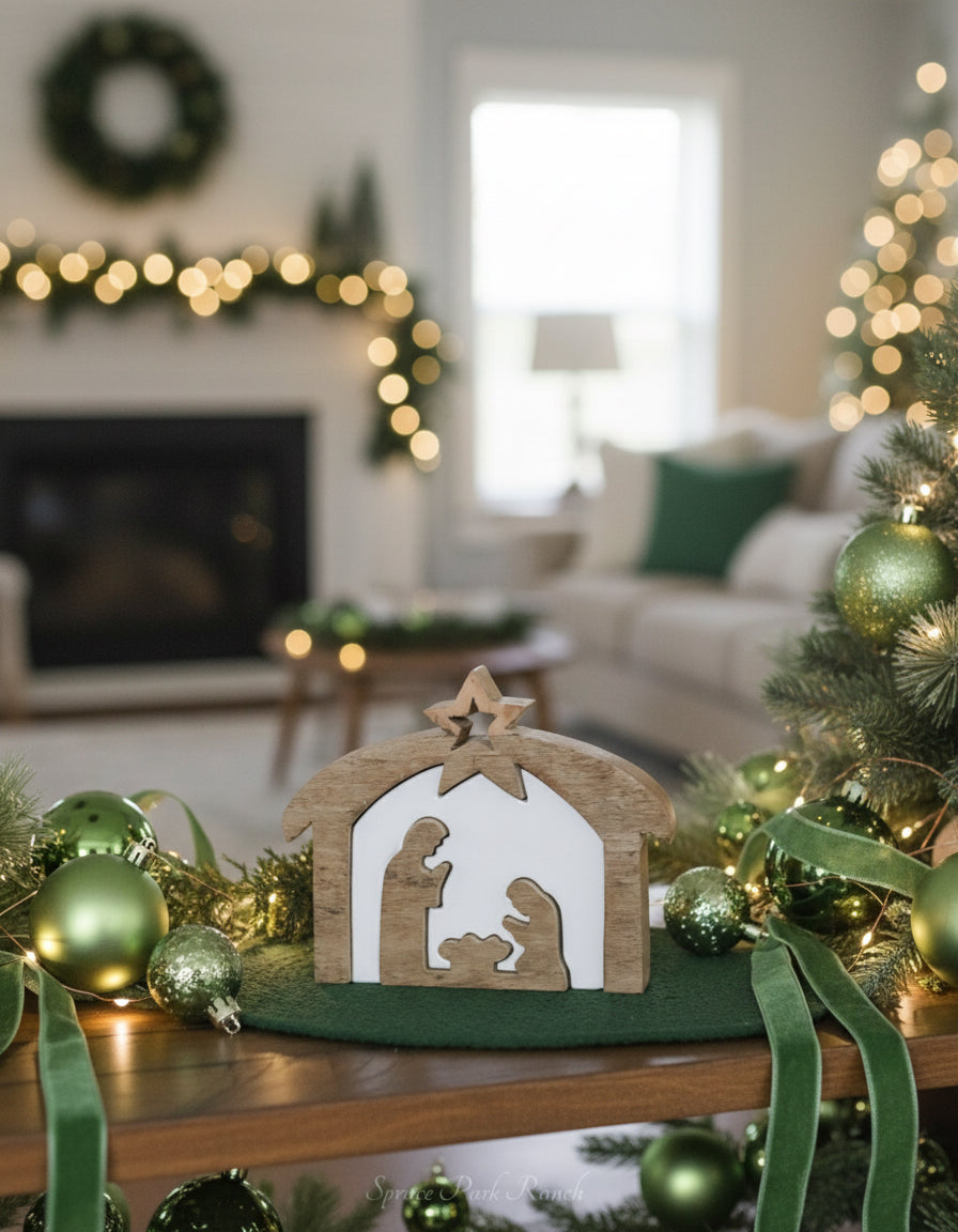 Mango Wood Enamel Layered Nativity