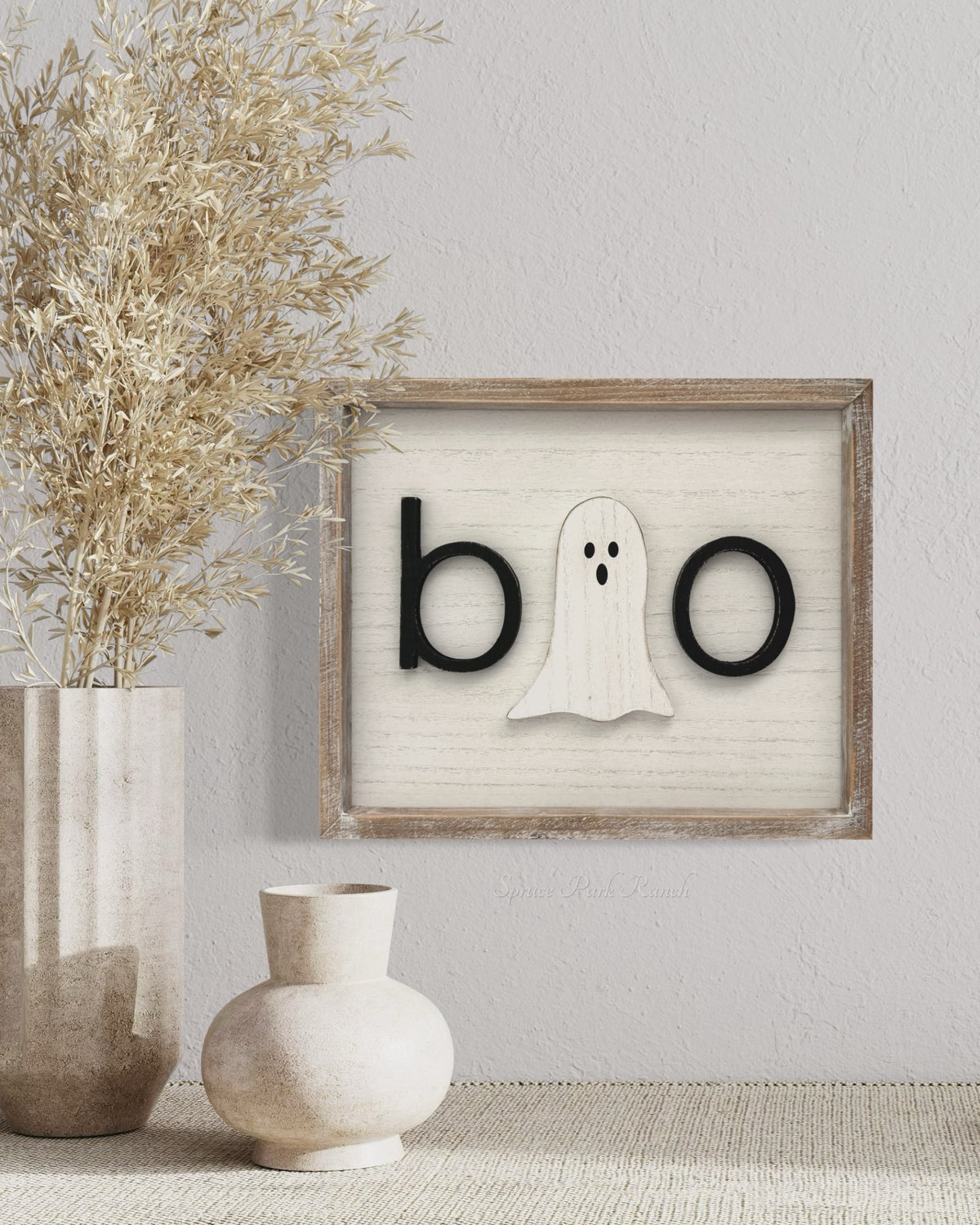 Reversible Wood Cutout Fall and Boo Framed Sign
