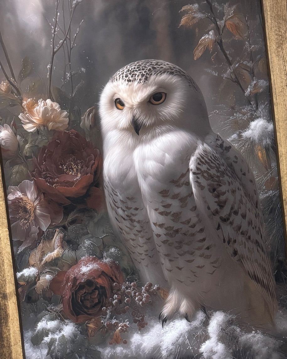 Owl Among Roses Canvas Print