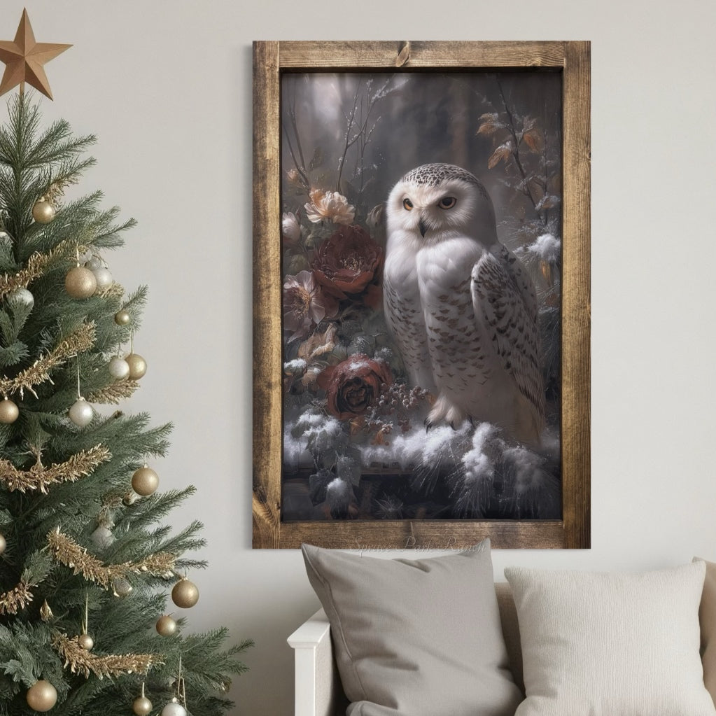 Owl Among Roses Canvas Print